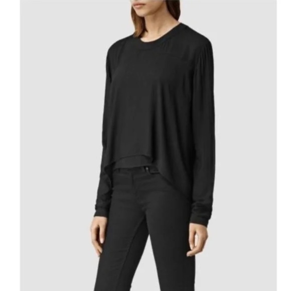 All saints hi low camber black layered top size 10